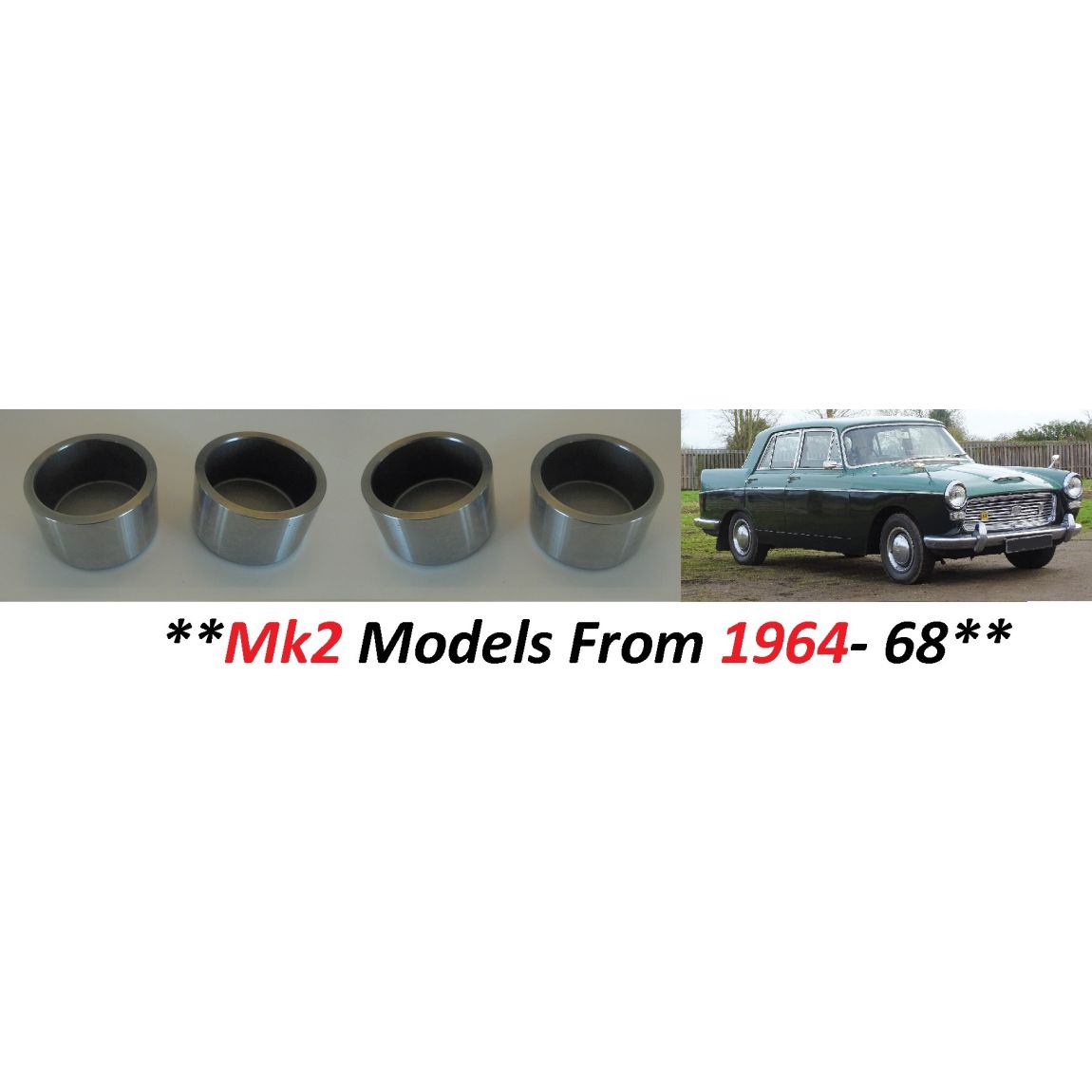 FRONT BRAKE CALIPER PISTONS SET x4 (Austin A110 Westminster) (**Mk2 Only**) (**From 1964- 68**)   
